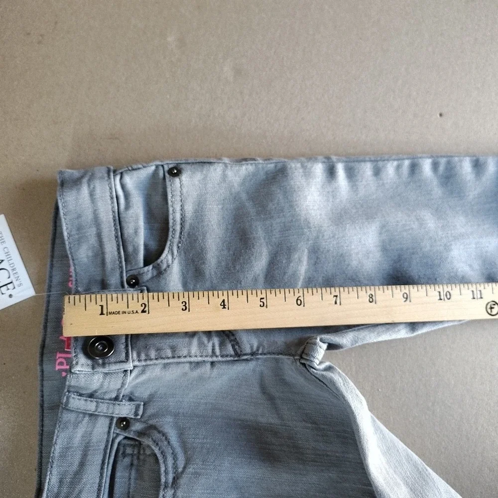 Girls Childrens Place Super‎ Skinny Jeans Size 5 Slim Adjustable Waist Gray Zip